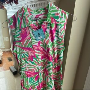 Barbara Gerwit pink & green collar dress